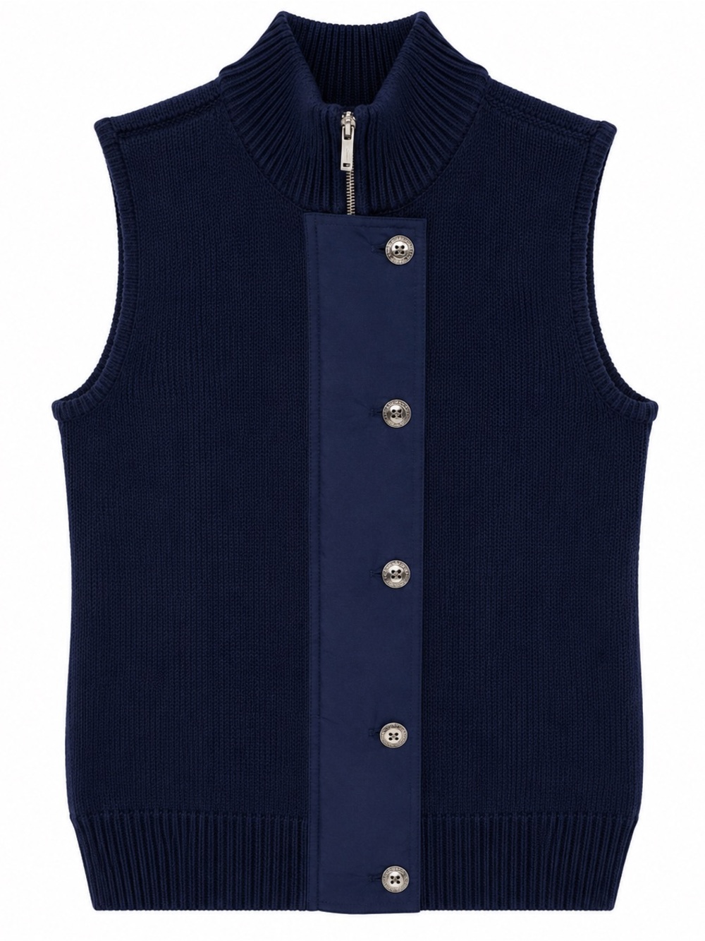 Chaps Navy Blue 100% Cotton Zip Front Sweater Vest Size Large - Picture 2 of 9